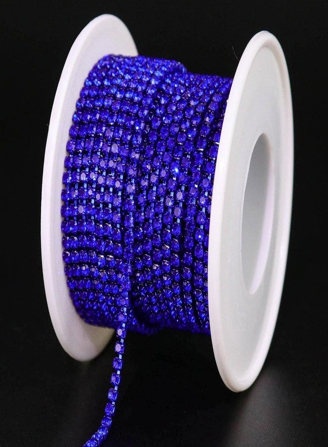 DeLush 1 Roll 10 Yards Rhinestone Chain - 2mm Crystal Close Cup Chain Trim, Sew-On Claw Rhinestones for DIY Crafts, Dresses, Jewelry Making, Decorations (Pack of 1) (Sapphire/Dark Blue) - Image 2